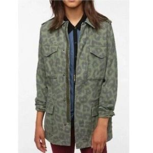 Urban Outfitters Ecote Cheetah Leopard Army Cargo Military Utility Jacket Coat